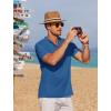 imageCOOFANDY Men Casual Henley Tee Shirt Short Sleeve Band Collar Summer Beach Textured TShirtDark Blue