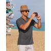 imageCOOFANDY Men Casual Henley Tee Shirt Short Sleeve Band Collar Summer Beach Textured TShirtDark Grey