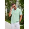 imageCOOFANDY Men Casual Henley Tee Shirt Short Sleeve Band Collar Summer Beach Textured TShirtIce Green