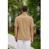 imageCOOFANDY Men Casual Henley Tee Shirt Short Sleeve Band Collar Summer Beach Textured TShirtKhaki