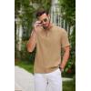 imageCOOFANDY Men Casual Henley Tee Shirt Short Sleeve Band Collar Summer Beach Textured TShirtKhaki