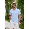 imageCOOFANDY Men Casual Henley Tee Shirt Short Sleeve Band Collar Summer Beach Textured TShirtLight Blue