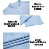 imageCOOFANDY Men Casual Henley Tee Shirt Short Sleeve Band Collar Summer Beach Textured TShirtLight Blue
