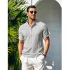 imageCOOFANDY Men Casual Henley Tee Shirt Short Sleeve Band Collar Summer Beach Textured TShirtLight Grey