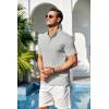 imageCOOFANDY Men Casual Henley Tee Shirt Short Sleeve Band Collar Summer Beach Textured TShirtLight Grey