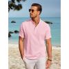 imageCOOFANDY Men Casual Henley Tee Shirt Short Sleeve Band Collar Summer Beach Textured TShirtPink