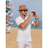 imageCOOFANDY Men Casual Henley Tee Shirt Short Sleeve Band Collar Summer Beach Textured TShirtWhite