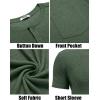 imageCOOFANDY Men Casual Shirt Short Sleeve Summer Basic T Shirt Pocket Soild Tee TopArmy Green