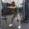 imageCOOFANDY Men Muscle Workout T Shirt Gym Bodybuilding Active Short Sleeve Tee Top BlackOne Piece Army Green