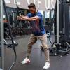 imageCOOFANDY Men Muscle Workout T Shirt Gym Bodybuilding Active Short Sleeve Tee Top BlackOne Piece Blue American Flag