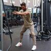 imageCOOFANDY Men Muscle Workout T Shirt Gym Bodybuilding Active Short Sleeve Tee Top BlackOne Piece Khaki