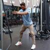 imageCOOFANDY Men Muscle Workout T Shirt Gym Bodybuilding Active Short Sleeve Tee Top BlackOne Piece Light Blue