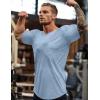 imageCOOFANDY Men Muscle Workout T Shirt Gym Bodybuilding Active Short Sleeve Tee Top BlackOne Piece Light Blue