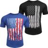 imageCOOFANDY Men Muscle Workout T Shirt Gym Bodybuilding Active Short Sleeve Tee Top BlackTwo Pack Black American FlagBlue American Flag