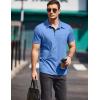 imageCOOFANDY Men Short Sleeve Polo Shirt Casual Summer Collar Shirts Dress Button Polo T Shirt Classic Golf ShirtsBlue