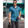 imageCOOFANDY Men Short Sleeve Polo Shirt Casual Summer Collar Shirts Dress Button Polo T Shirt Classic Golf ShirtsDeep Blue