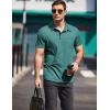 imageCOOFANDY Men Short Sleeve Polo Shirt Casual Summer Collar Shirts Dress Button Polo T Shirt Classic Golf ShirtsGrey Green