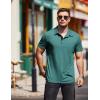 imageCOOFANDY Men Short Sleeve Polo Shirt Casual Summer Collar Shirts Dress Button Polo T Shirt Classic Golf ShirtsGrey Green