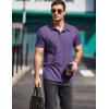 imageCOOFANDY Men Short Sleeve Polo Shirt Casual Summer Collar Shirts Dress Button Polo T Shirt Classic Golf ShirtsPurple