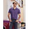 imageCOOFANDY Men Short Sleeve Polo Shirt Casual Summer Collar Shirts Dress Button Polo T Shirt Classic Golf ShirtsPurple