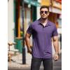 imageCOOFANDY Men Short Sleeve Polo Shirt Casual Summer Collar Shirts Dress Button Polo T Shirt Classic Golf ShirtsPurple