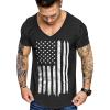 imageCOOFANDY Mens 2 Pack Muscle V Neck T Shirt Fitted Gym Workout Short Sleeve Bodybuilding TeeBlack American Flag