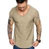 imageCOOFANDY Mens 2 Pack Muscle V Neck T Shirt Fitted Gym Workout Short Sleeve Bodybuilding TeeBlack Khakiv Neck