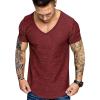 imageCOOFANDY Mens 2 Pack Muscle V Neck T Shirt Fitted Gym Workout Short Sleeve Bodybuilding TeeBlack Redv Neck