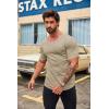imageCOOFANDY Mens 2 Pack Muscle V Neck T Shirt Fitted Gym Workout Short Sleeve Bodybuilding TeeLight Khaki
