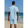 imageCOOFANDY Mens 2 Piece Cotton Linen Sets Summer Beach Outfits Casual Short Sleeve Henley Shirts and Vacation ShortsBlue