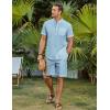 imageCOOFANDY Mens 2 Piece Cotton Linen Sets Summer Beach Outfits Casual Short Sleeve Henley Shirts and Vacation ShortsBlue