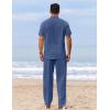 imageCOOFANDY Mens 2 Piece Cotton Sets Casual Short Sleeve Henley Shirts and Beach Pants with Pockets Summer Vacation OutfitsDenim Blue