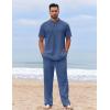 imageCOOFANDY Mens 2 Piece Cotton Sets Casual Short Sleeve Henley Shirts and Beach Pants with Pockets Summer Vacation OutfitsDenim Blue