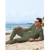 imageCOOFANDY Mens 2 Piece Linen Set Long Sleeve Henley Shirts Casual Beach Pants With Pockets Summer Yoga OutfitsArmy Green