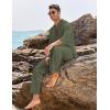 imageCOOFANDY Mens 2 Piece Linen Set Long Sleeve Henley Shirts Casual Beach Pants With Pockets Summer Yoga OutfitsArmy Green