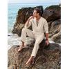 imageCOOFANDY Mens 2 Piece Linen Set Long Sleeve Henley Shirts Casual Beach Pants With Pockets Summer Yoga OutfitsBeige