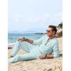imageCOOFANDY Mens 2 Piece Linen Set Long Sleeve Henley Shirts Casual Beach Pants With Pockets Summer Yoga OutfitsBlue Green