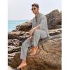 imageCOOFANDY Mens 2 Piece Linen Set Long Sleeve Henley Shirts Casual Beach Pants With Pockets Summer Yoga OutfitsLight Grey