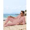 imageCOOFANDY Mens 2 Piece Linen Set Long Sleeve Henley Shirts Casual Beach Pants With Pockets Summer Yoga OutfitsPink