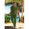 imageCOOFANDY Mens 2 Pieces Cotton Linen Set Casual Short Sleeve Henley Shirts Beach Yoga Pants Summer OutfitsArmy Green