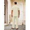 imageCOOFANDY Mens 2 Pieces Cotton Linen Set Casual Short Sleeve Henley Shirts Beach Yoga Pants Summer OutfitsBeige