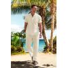 imageCOOFANDY Mens 2 Pieces Cotton Linen Set Casual Short Sleeve Henley Shirts Beach Yoga Pants Summer OutfitsBeige