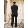 imageCOOFANDY Mens 2 Pieces Cotton Linen Set Casual Short Sleeve Henley Shirts Beach Yoga Pants Summer OutfitsBlack