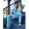 imageCOOFANDY Mens 2 Pieces Cotton Linen Set Casual Short Sleeve Henley Shirts Beach Yoga Pants Summer OutfitsBlue