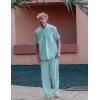 imageCOOFANDY Mens 2 Pieces Cotton Linen Set Casual Short Sleeve Henley Shirts Beach Yoga Pants Summer OutfitsGreen