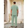 imageCOOFANDY Mens 2 Pieces Cotton Linen Set Casual Short Sleeve Henley Shirts Beach Yoga Pants Summer OutfitsGreen