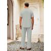 imageCOOFANDY Mens 2 Pieces Cotton Linen Set Casual Short Sleeve Henley Shirts Beach Yoga Pants Summer OutfitsGrey