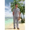 imageCOOFANDY Mens 2 Pieces Cotton Linen Set Casual Short Sleeve Henley Shirts Beach Yoga Pants Summer OutfitsGrey