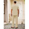 imageCOOFANDY Mens 2 Pieces Cotton Linen Set Casual Short Sleeve Henley Shirts Beach Yoga Pants Summer OutfitsLight Khaki