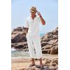 imageCOOFANDY Mens 2 Pieces Linen Set Henley Shirt Short Sleeve and Harem Capri Pants Wide Leg Baggy Beach Yoga Trousers Outfits01white